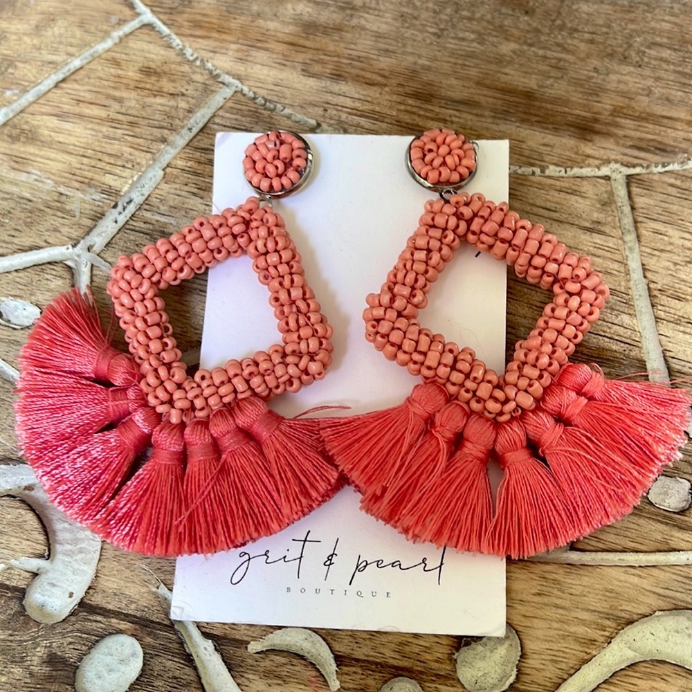 Boho peach tassels